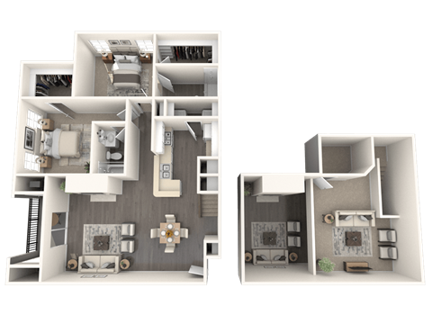 Floor plan for 2 beds, 2 baths, 1508 sqft